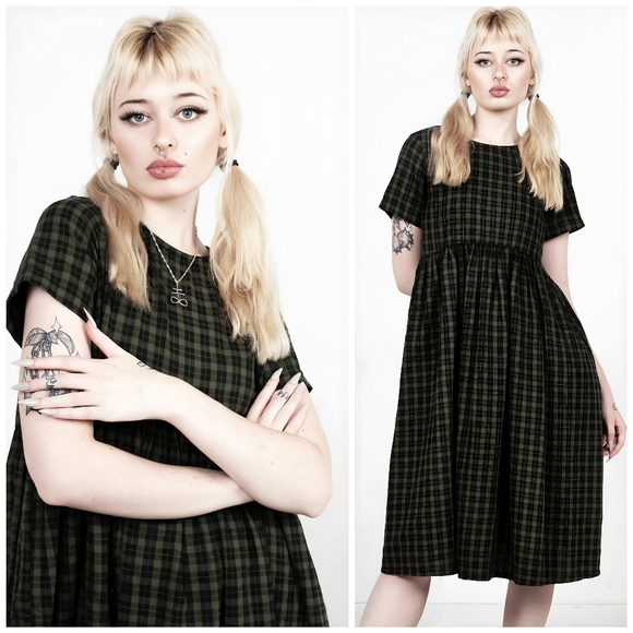 Disturbia Dresses & Skirts - Disturbia Terra Gingham Plaid Green Black Dress, 2